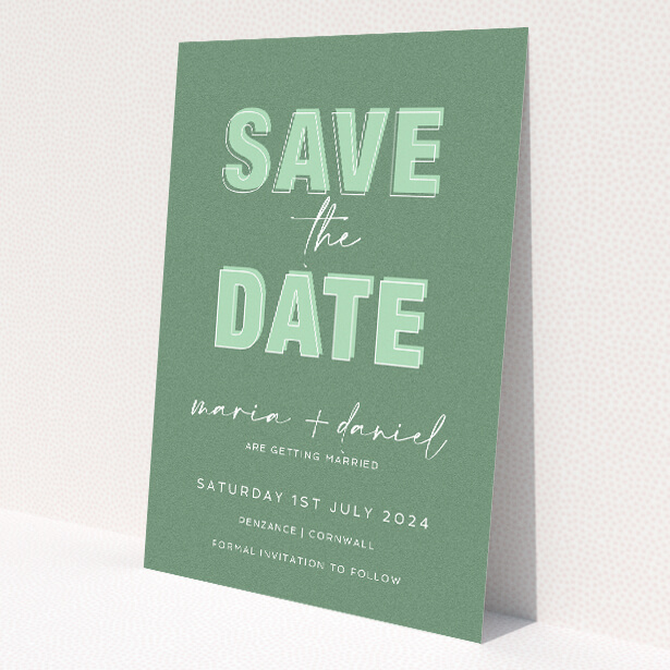 Wedding save the date card titled 